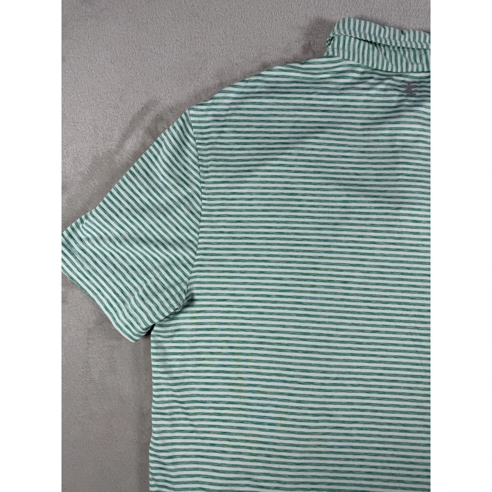 IZOD Golf Polo Shirt Mens‎ Large Green White Striped Short Sleeve Performance